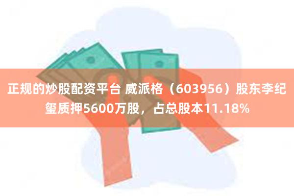 正规的炒股配资平台 威派格（603956）股东李纪玺质押5600万股，占总股本11.18%